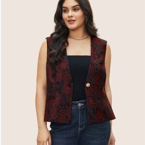 BloomChic Plus size Rose Embroidered Contrast Texture Vest 2XL- us size 18